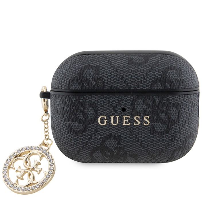 Чехол для AirPods Pro 2 GUESS Classic metal logo and Diamond charm Black , картинка 1