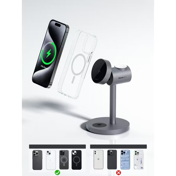 Беспроводная зарядка AUKEY Qi Wireless Charging Pad - Black, картинка 7