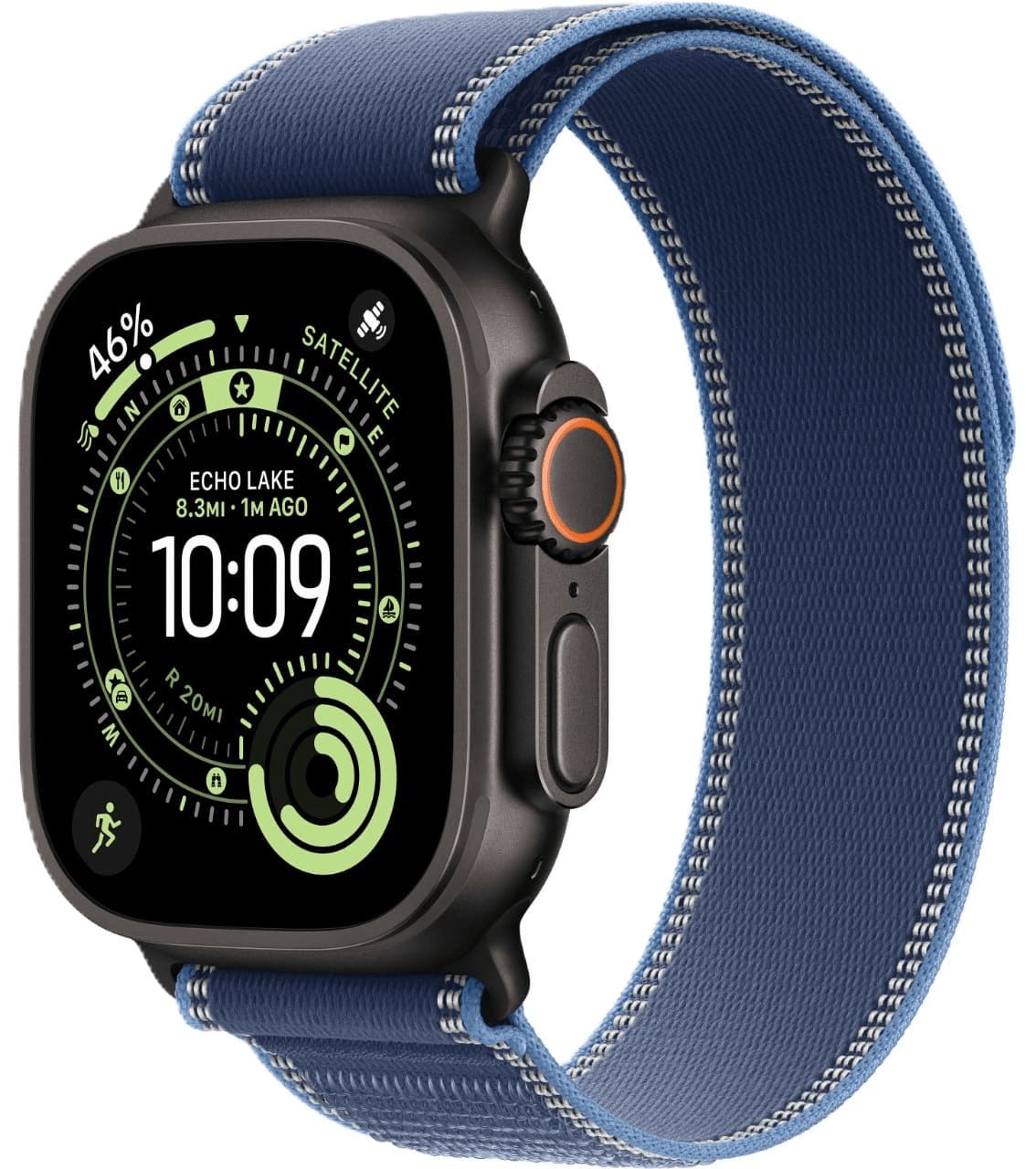 Apple Watch Ultra 3 GPS, 49 мм, черный титан, ремешок Trail Loop цвета «Blue/Bright Blue»