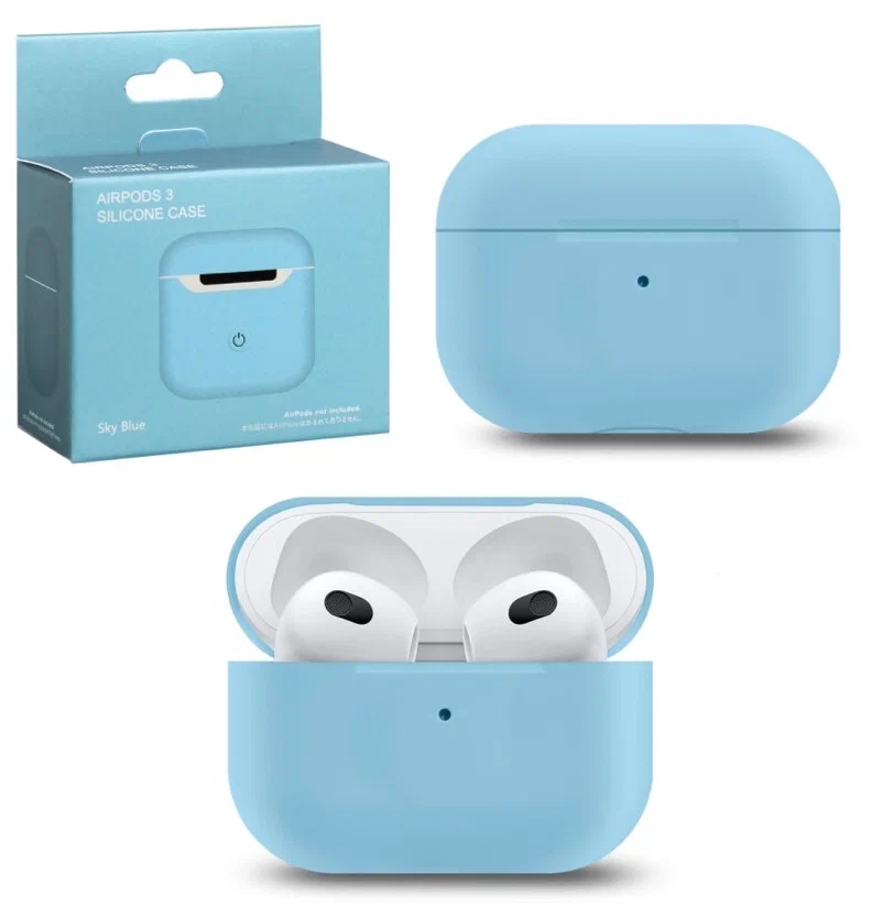 Чехол для AirPods 3 Silicone Case Slim небесно-голубой, картинка 1
