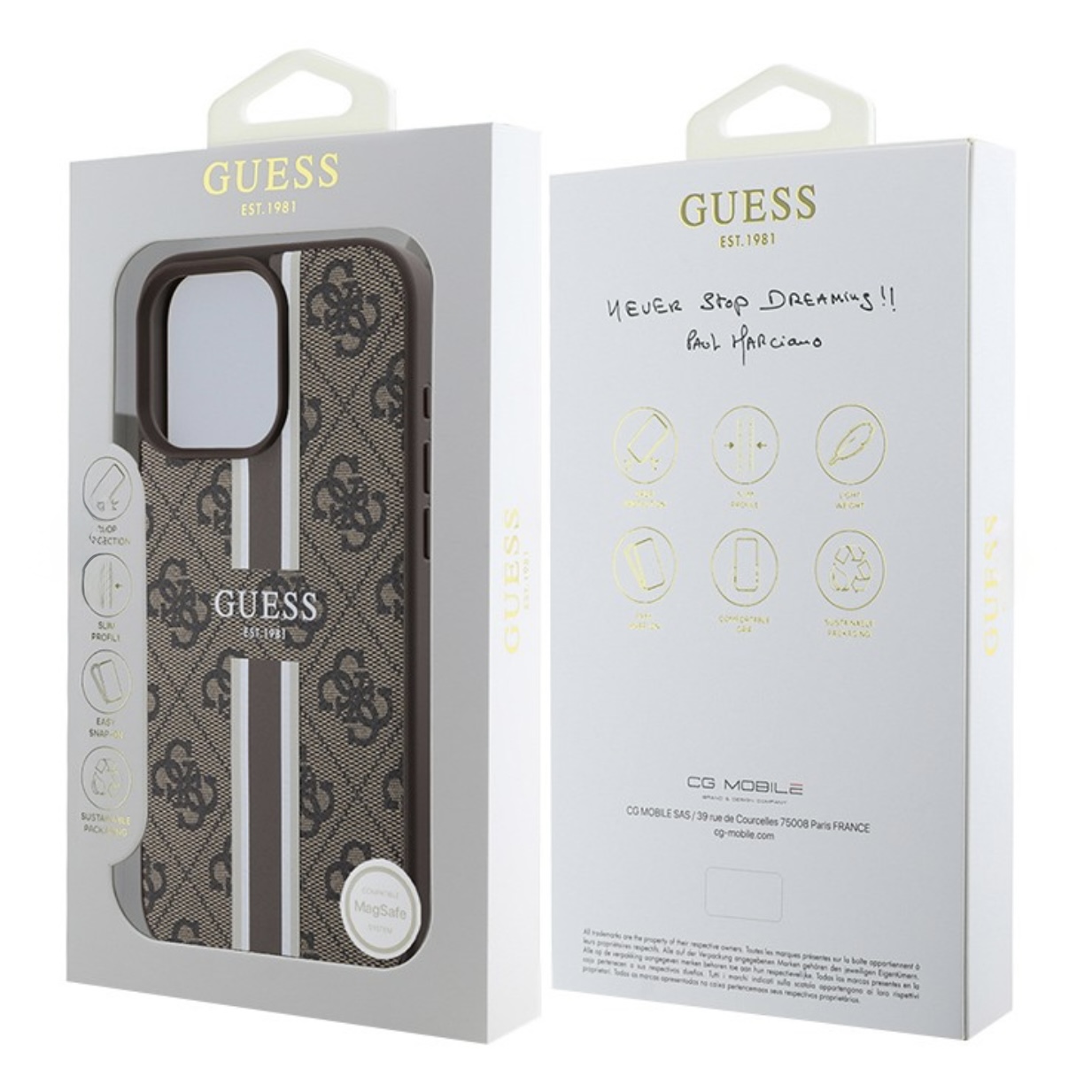Чехол для iPhone 16 Pro GUESS PU Stripes Hard Brown Magsafe , картинка 5