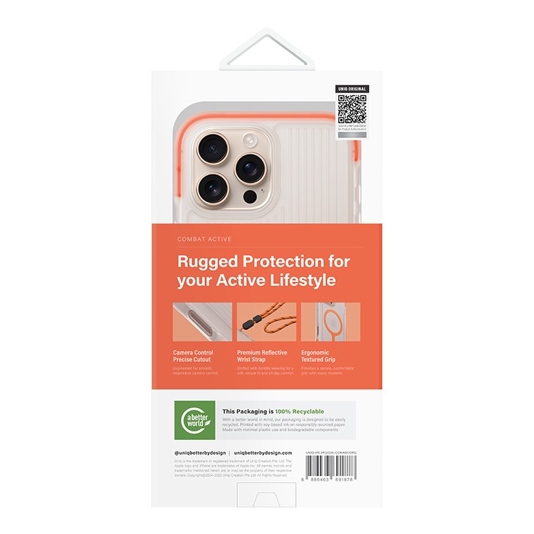 Чехол для iPhone 16 Pro UNIQ Combat Active Volt Orange, картинка 5