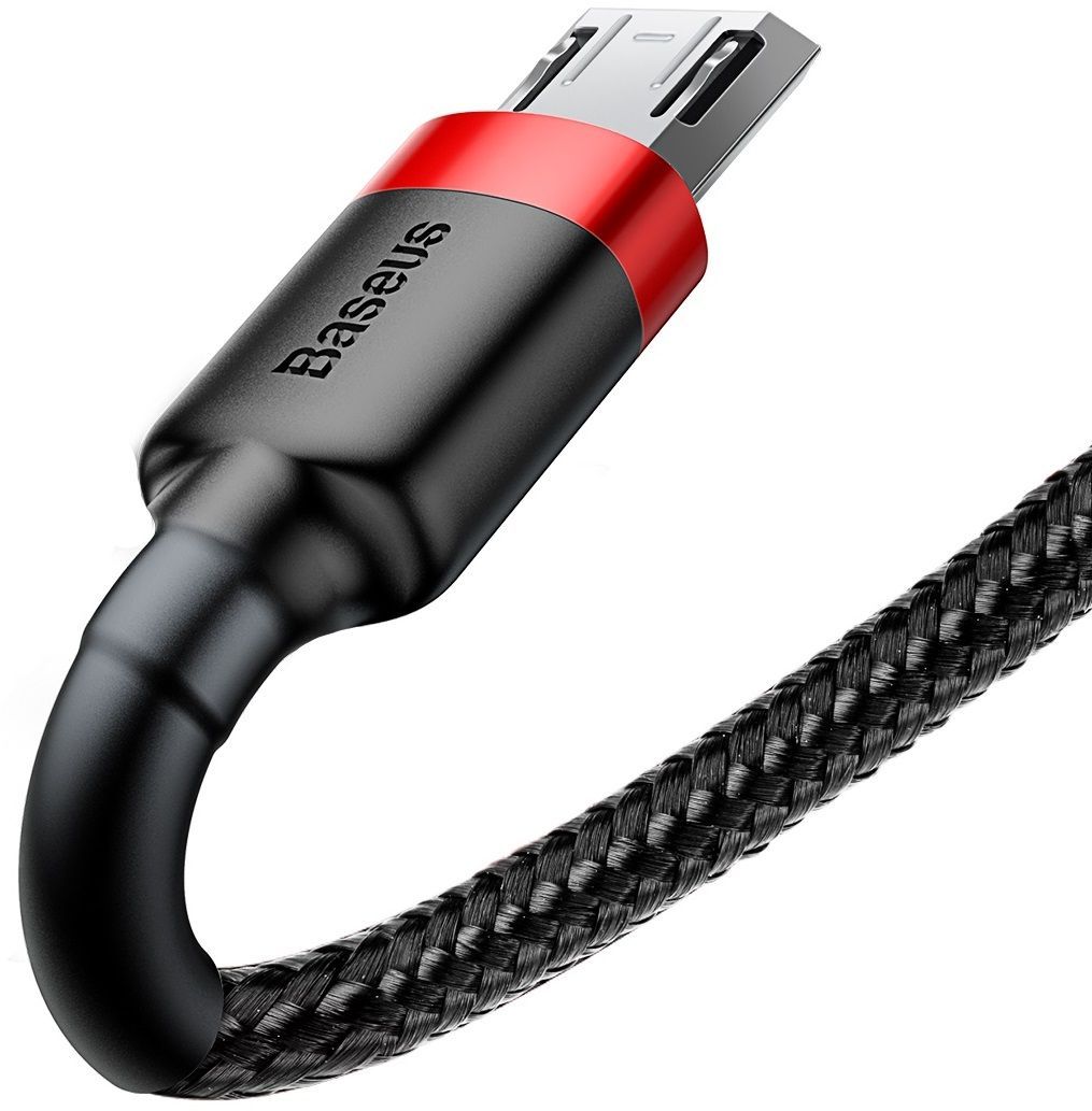 Кабель BASEUS Cafule Micro USB Cable 2.4A 1.0m - Black/Red, слайд 2