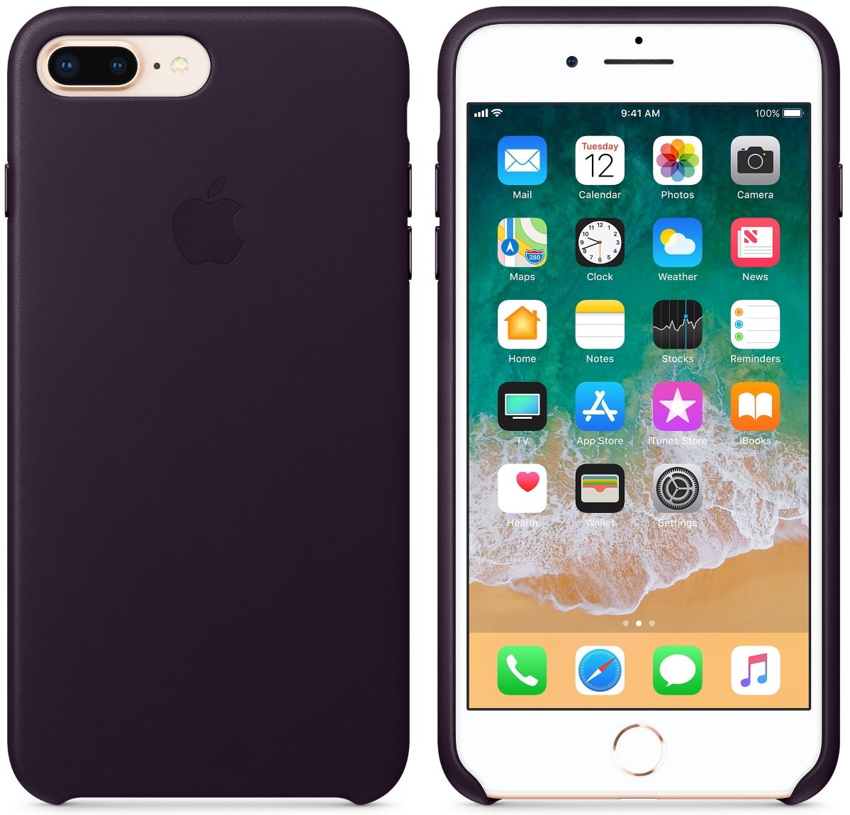 Кожаный чехол Apple iPhone 7/8 Plus Leather Case Dark Aubergine, слайд 2