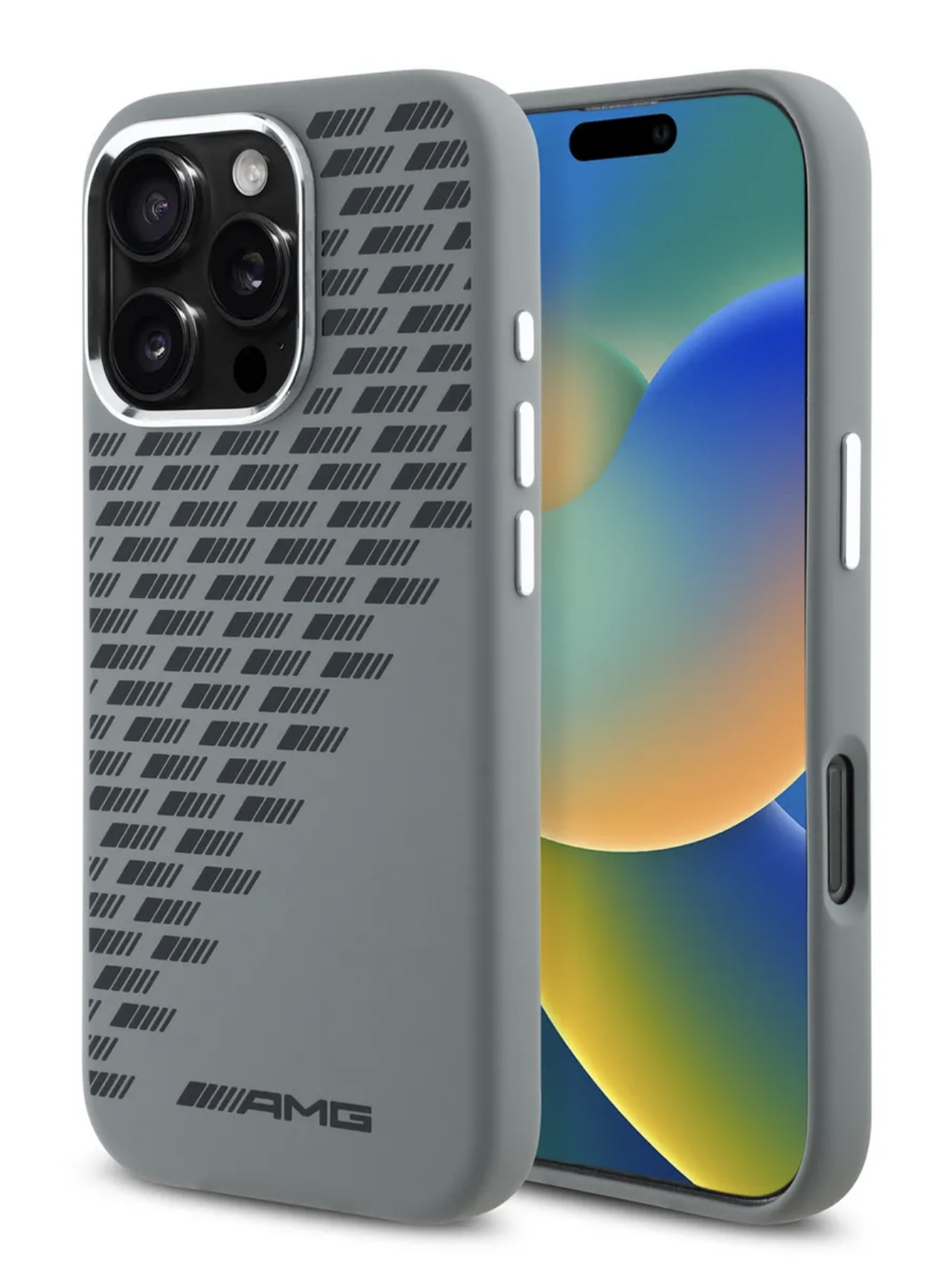 Чехол для iPhone 16 Pro AMG Liquid Silicone Melal Camera Hard Grey MagSafe