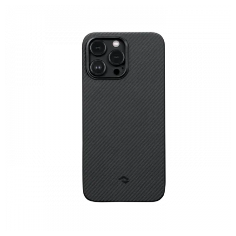 Чехол PITAKKA MagEZ 3 для iPhone 14 Pro Max, кевлар черно-серый узкое плетение, картинка 1