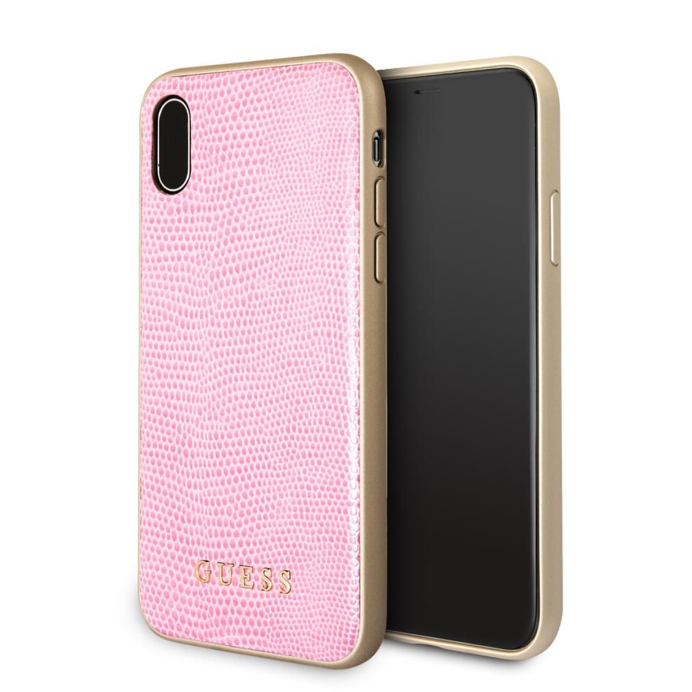 Чехол Guess iPhone X case Python Hard PU Pink