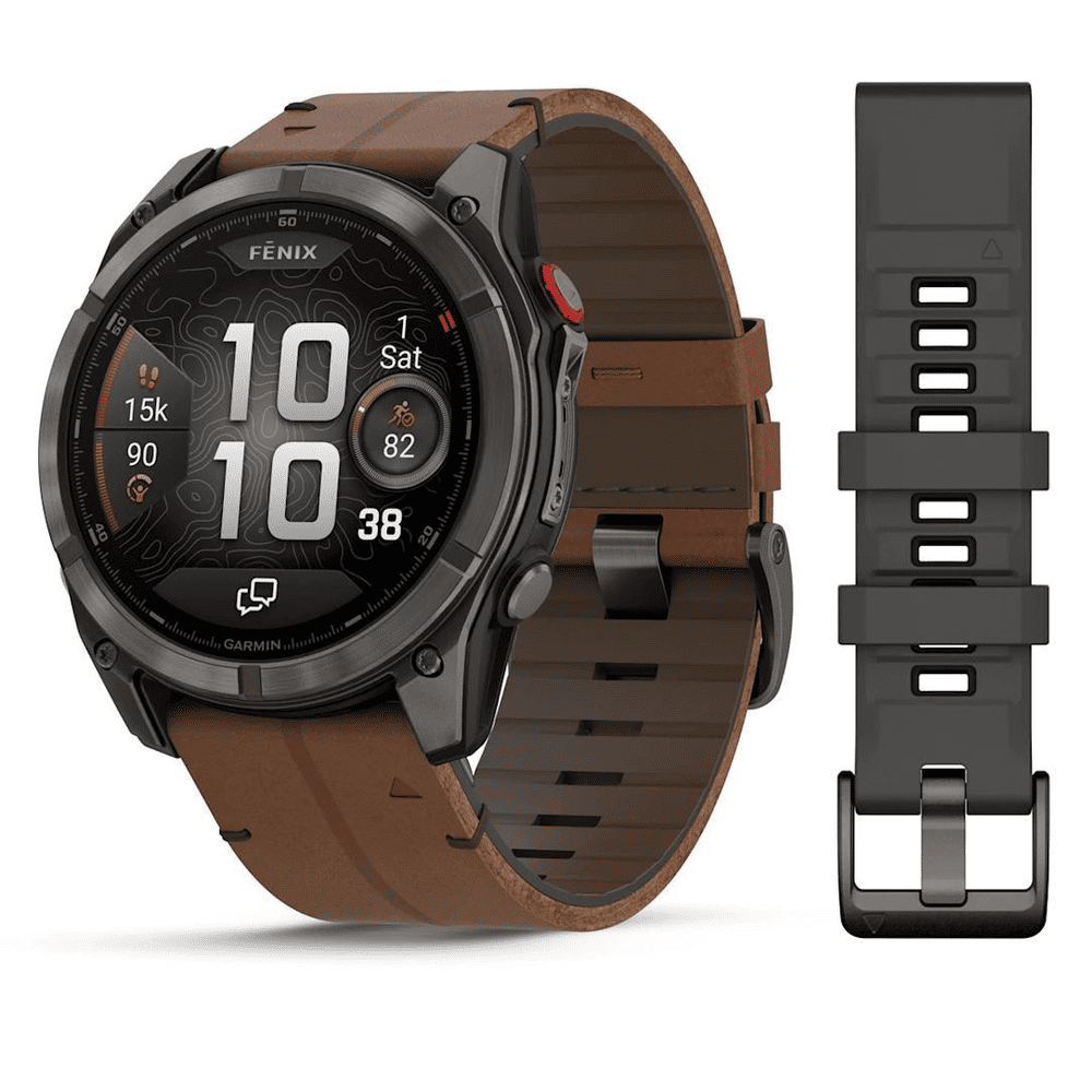 Умные часы Garmin Fenix 8 Pro 51mm Amoled/Sapphire Carbon Grey Titanium Chestnut Leather Band, картинка 1