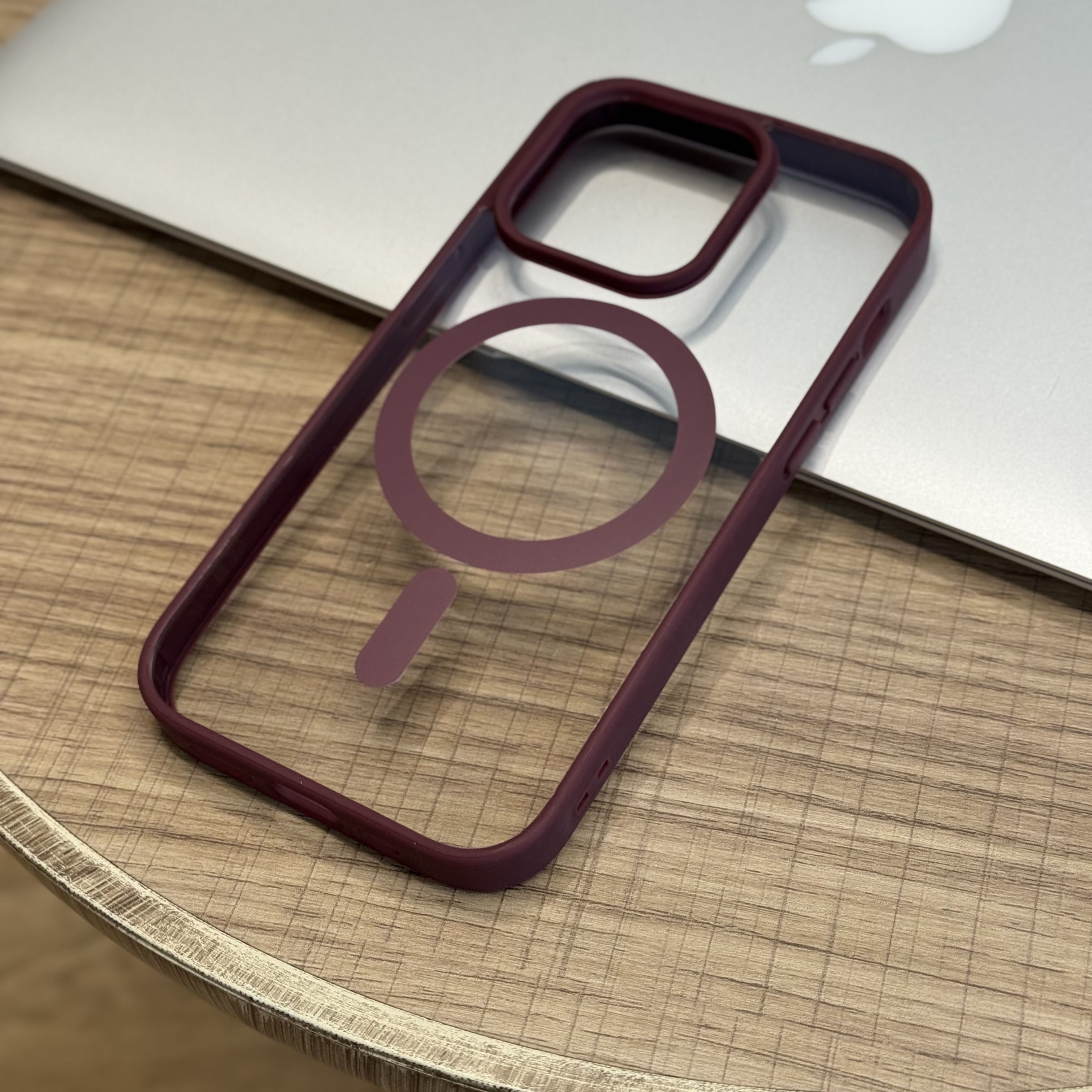 Чехол для iPhone 14 Pro Protection Case Color MagSafe, бордовый, картинка 1