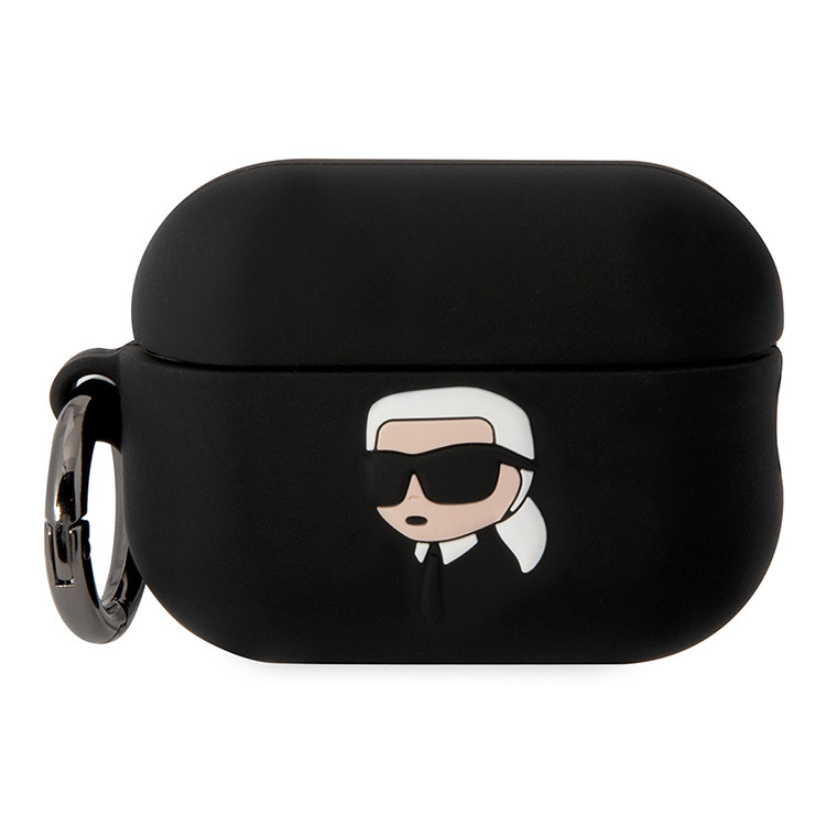 Чехол для AirPods Pro 2 KARL LAGERFELD Silicone case with ring NFT 3D Karl Black, картинка 1