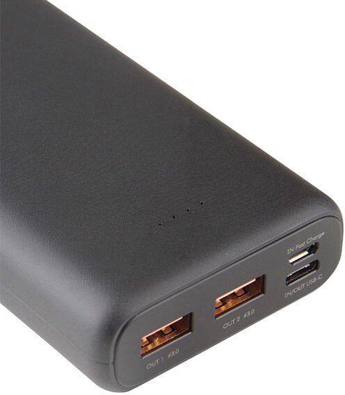 Внешний аккумулятор EnergEA ComPac Ultra 20.000mAh USB-C PD18 + 2USB QC 3.0 Black, картинка 2