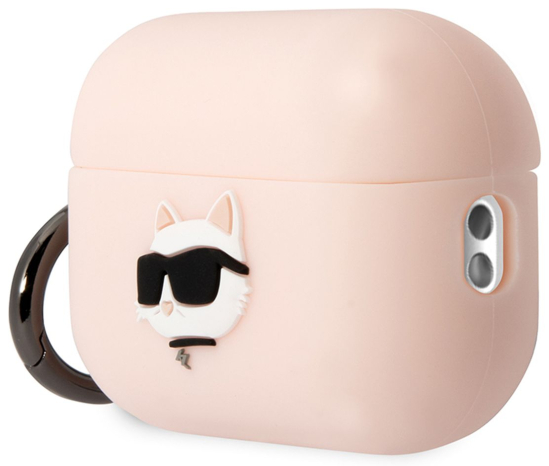 Чехол для AirPods Pro 2 KARL LAGERFELD Silicone case with ring NFT 3D Choupette Pink, картинка 3