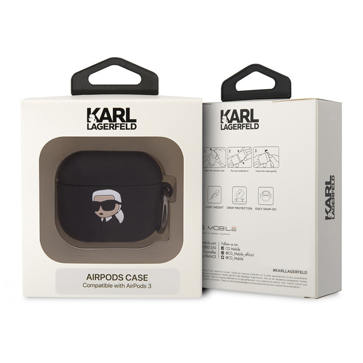 Чехол для AirPods 3 KARL LAGERFELD Silicone case with ring NFT 3D Karl Black, картинка 3