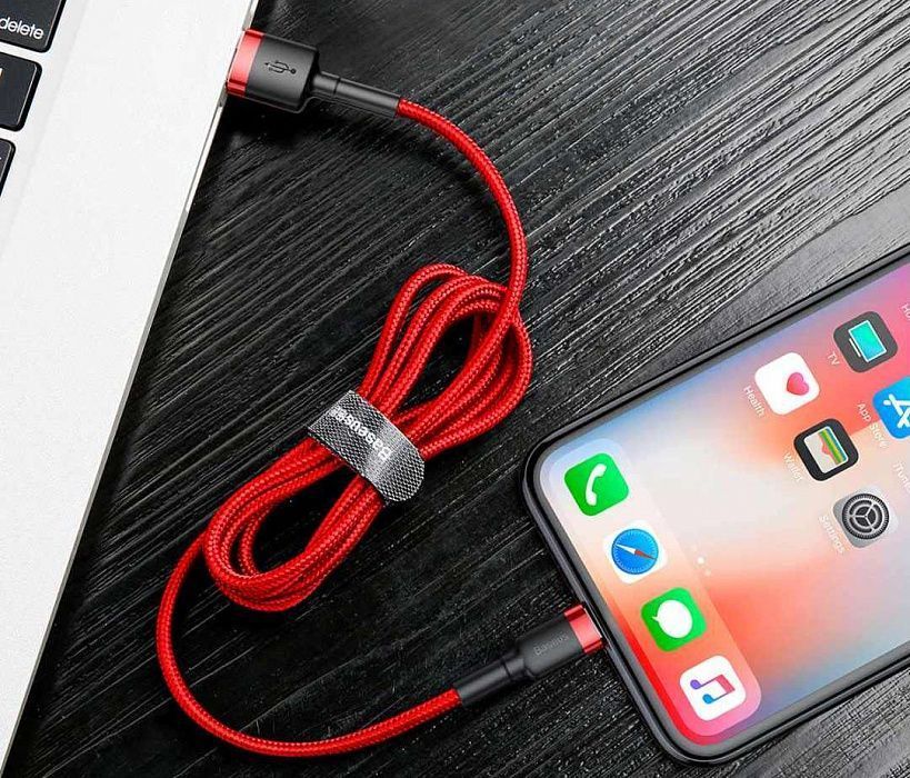 Кабель BASEUS Cafule Lightning Cable 2A 3.0m - Red/Red, картинка 2