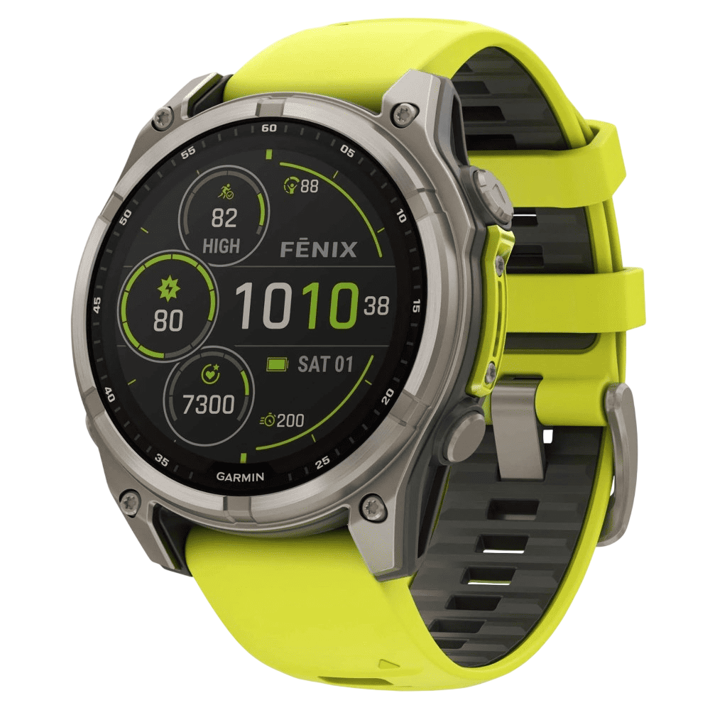 Умные часы Garmin Fenix 8 51mm Solar Sapphire Titanium  Amp Yellow/Graphite Silicone Band, картинка 1