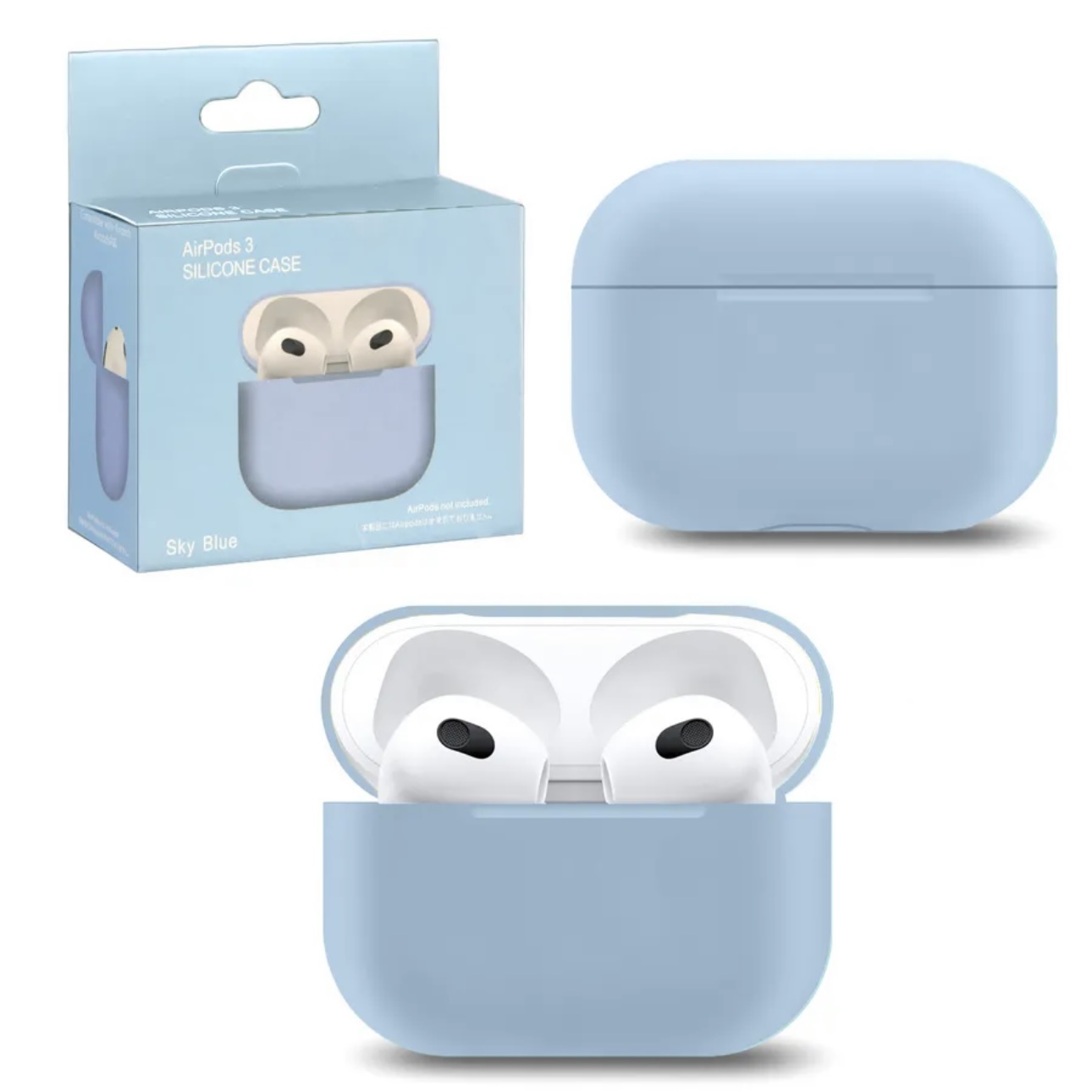Чехол для AirPods 3 Silicone Case Slim небесно-голубой, картинка 2