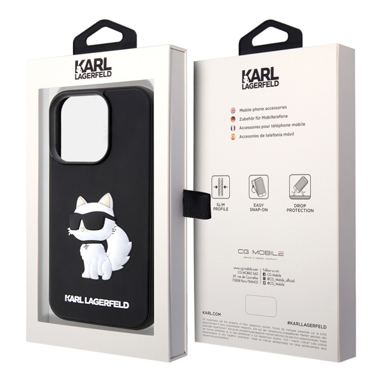 Чехол для iPhone 15 Pro KARL LAGERFELD 3D Rubber NFT Karl & Choupette Hard Black, картинка 5