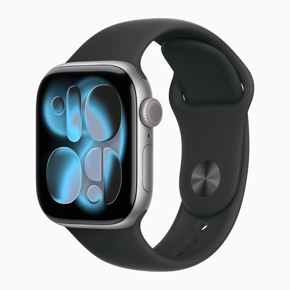 Apple Watch Series 11 GPS 42 мм, алюминий цвета «Space Gray», спортивный ремешок цвета «Black»