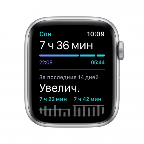 Apple Watch SE, 44 мм, цвета Silver, спортивный браслет Blue (MYDQ2RU/A), слайд 5