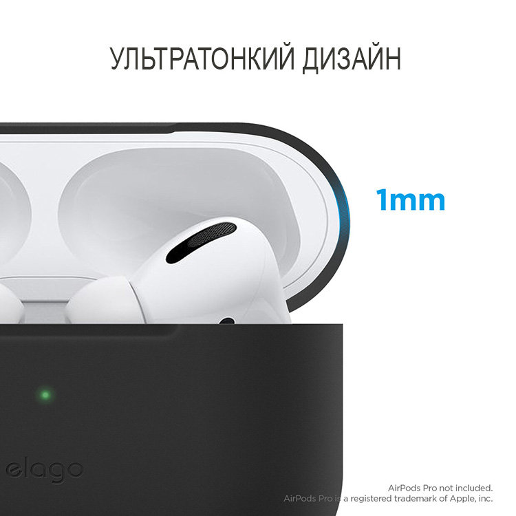 Чехол для AirPods Pro Silicone Case Slim черный, картинка 2