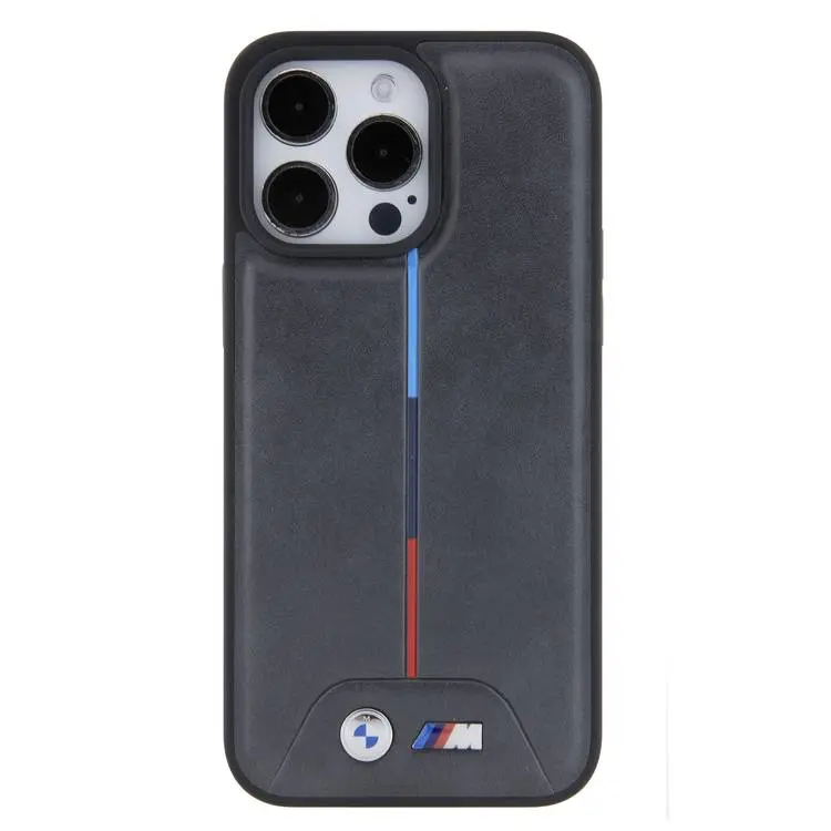 Чехол для iPhone 15 Pro Max BMW M PU Leather With Quilted Tricolor Pattern, картинка 2