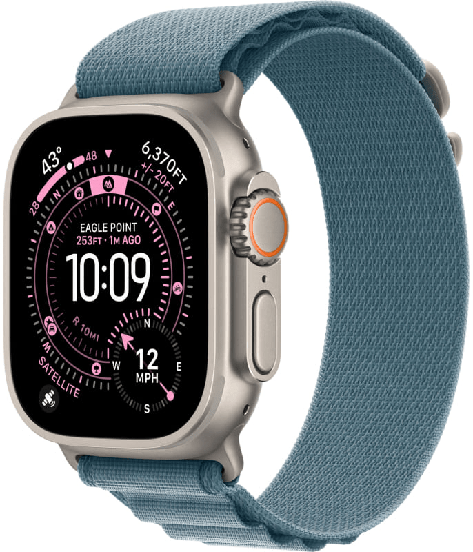 Apple Watch Ultra 3 GPS, 49 мм, натуральный титан, ремешок Alpine Loop цвета «Light Blue»