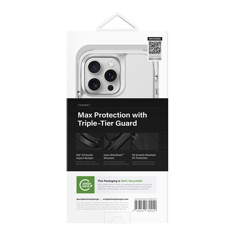 Чехол для iPhone 16 Pro Max UNIQ Combat Magnets Lume-White, картинка 4