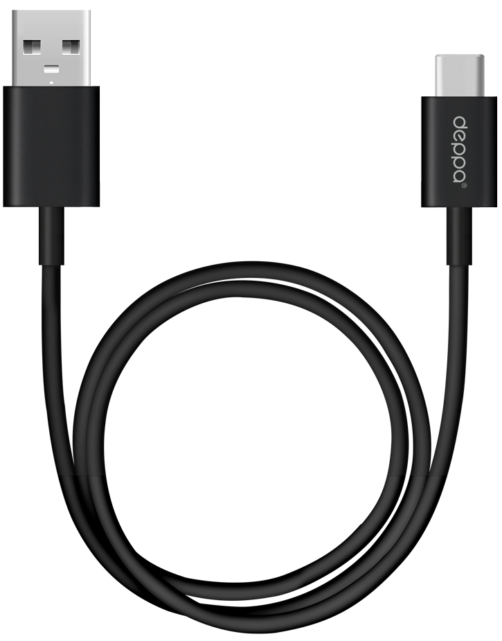 Кабель Deppa USB-A - USB-C, 3A, 1.2m - Черный, слайд 1