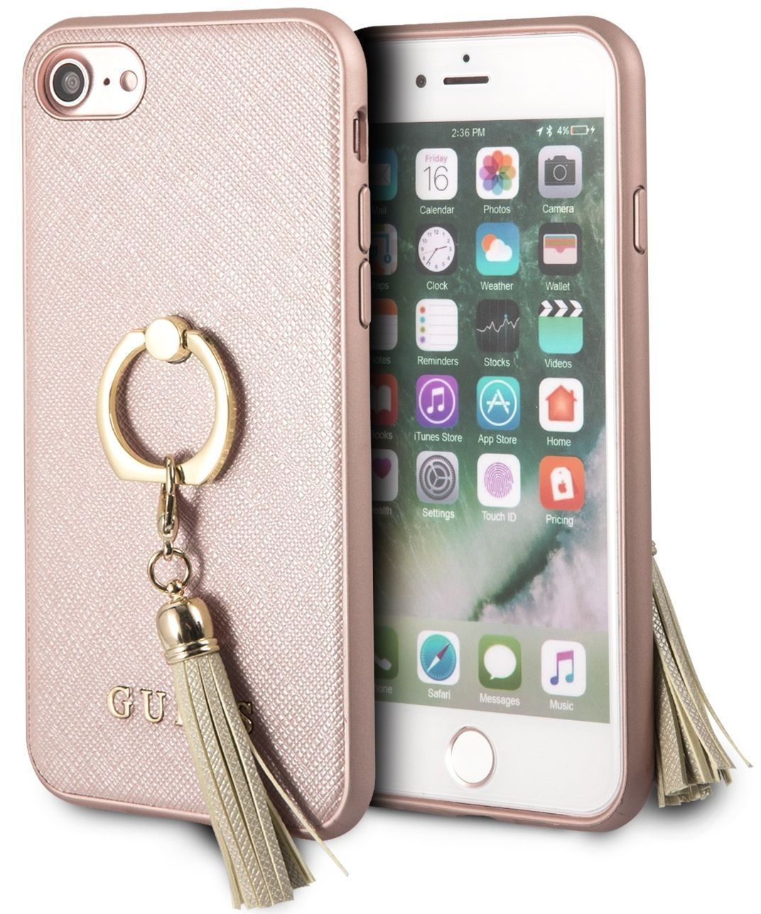 Чехол GUESS iPhone 7/8 Saffiano Hard Ring Pink, картинка 1