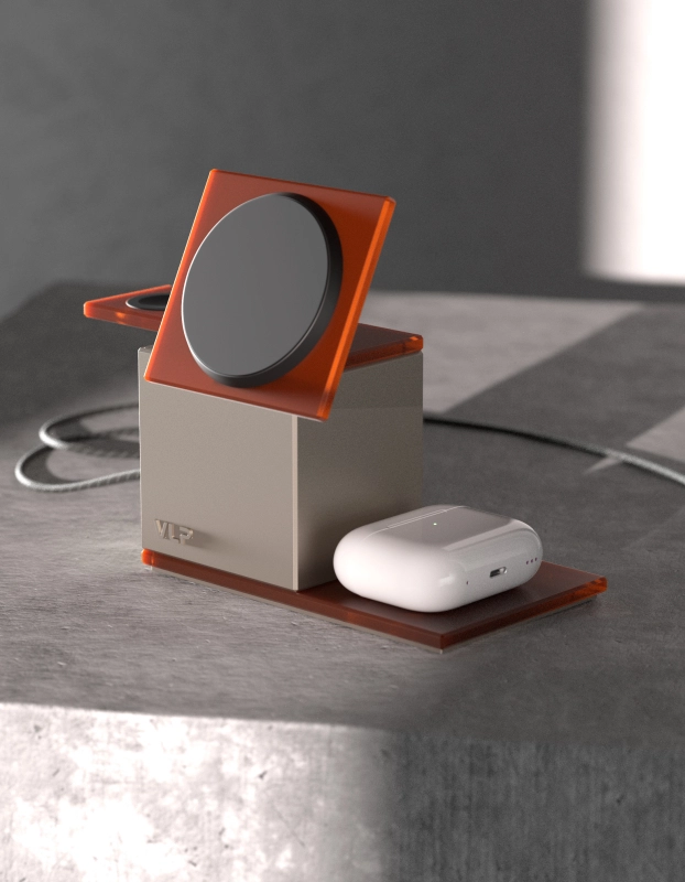 Беспроводное зарядное устройство "VLP" NEO Qi2.2, Apple Watch, amber gray, картинка 6