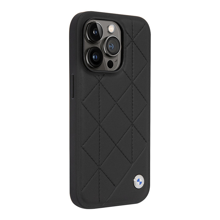 Чехол для iPhone 14 Pro Max BMW Signature Leather Quilted pattern,черный, картинка 2