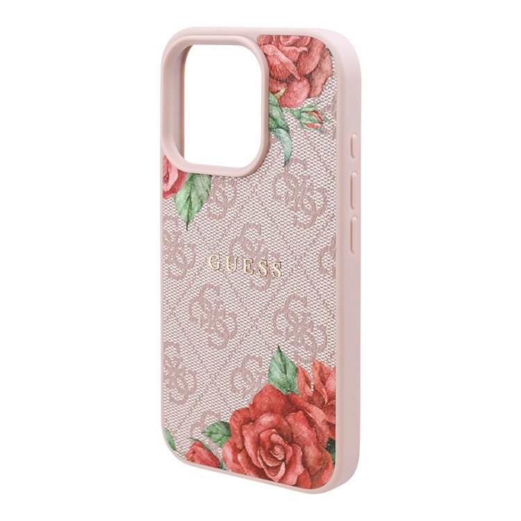 Чехол для iPhone 16 Pro GUESS PU Flowers Roses Hard Pink MagSafe  , картинка 4