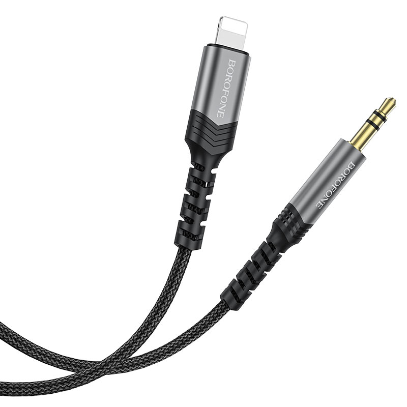 Кабель Borofone Digital audio conversion cable 3.5mm AUX Lightning 1M Black, картинка 2