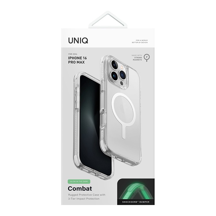 Чехол для iPhone 16 Pro Max UNIQ Combat Magnets Lume-White, картинка 3