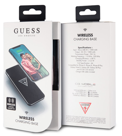 Беспроводная зарядка GUESS Wireless Glossy Black, картинка 3