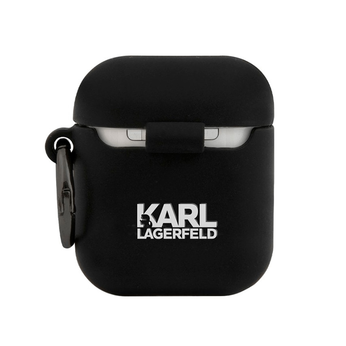 Чехол для AirPods 1/2 KARL LAGERFELD Silicone case with ring RSG logo Black, картинка 2