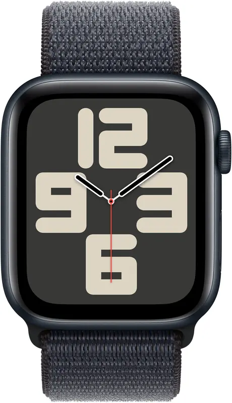 Apple Watch SE 2024, 44 мм, алюминий цвета «Midnight», ремешок Loop цвета «Ink», картинка 2