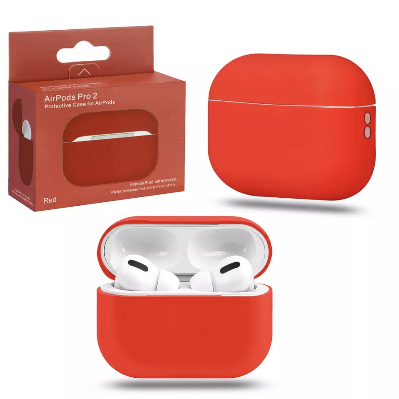 Чехол для AirPods Pro 2 Silicone Case Slim красный, картинка 1