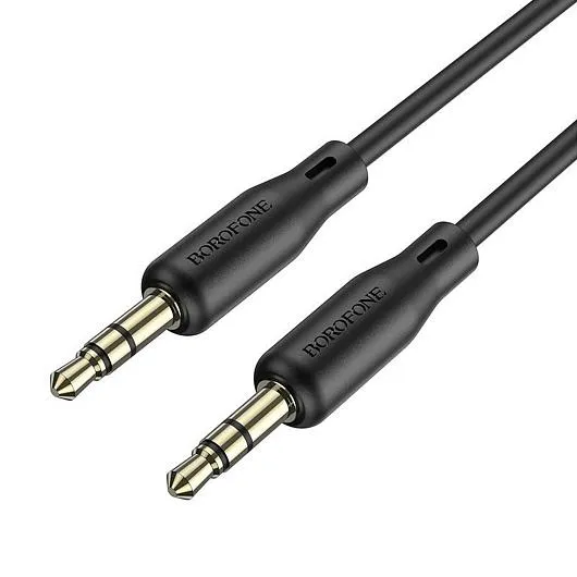 Кабель Borofone Silicone audio conversion cable 3.5mm AUX Type-C 1M Black, картинка 1
