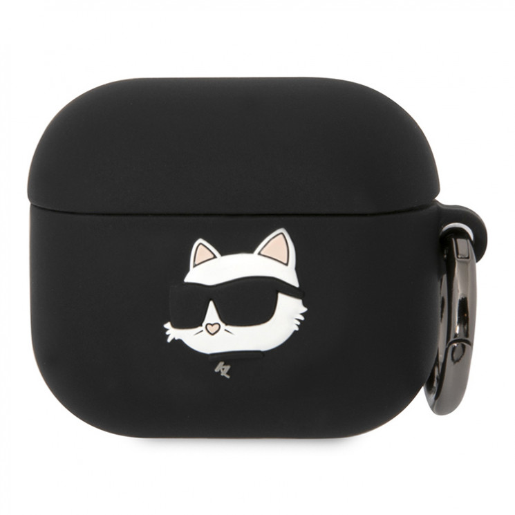 Чехол для AirPods 3 KARL LAGERFELD Silicone case with ring NFT 3D Choupette Black, картинка 1