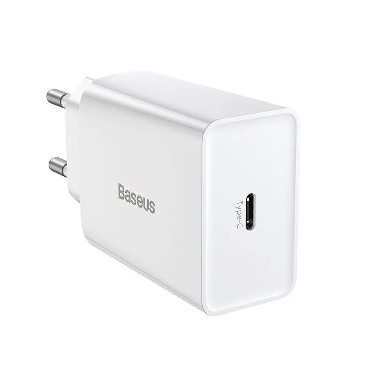 Сетевое зарядное устройство Baseus Speed Mini Quick Charger 1C 2PD20W White, картинка 1