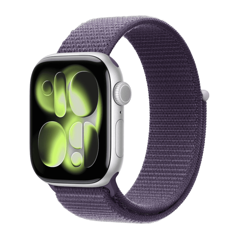 Apple Watch Series 11 GPS 42 мм, алюминий цвета «Silver», спортивный ремешок цвета «Purple Fog»