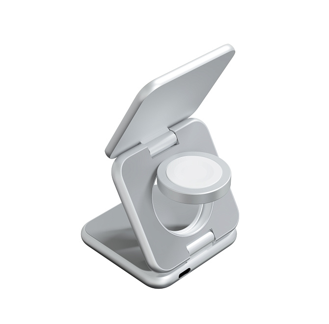 Беспроводное зарядное устройство Magssory 3in1 Fold Pro для Apple, Silver, картинка 4