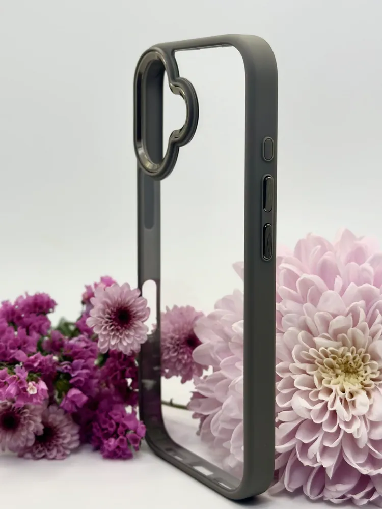 Чехол для iPhone 16 J-Case Силиконовый Прозрачный Серый борт, картинка 3