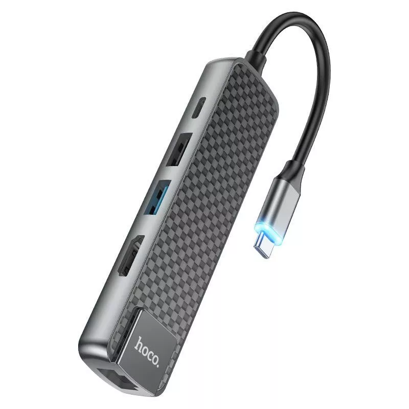 Хаб hoco HB23 5 in 1 USB-C 60W для MacBook Pro/Air, картинка 1