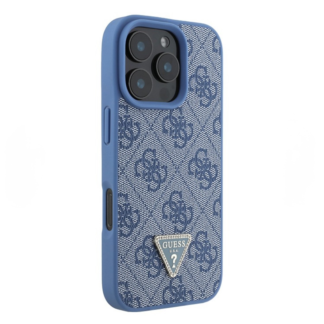 Чехол для iPhone 16 Pro GUESS PU Triangle Diamond metal logo Hard Blue  , картинка 2