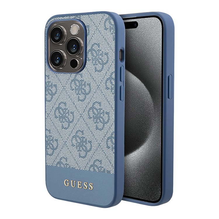 Чехол для iPhone 15 Pro Max GUESS PU Bottom stripe Metal logo Hard Blue, картинка 3
