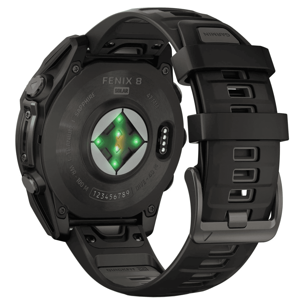 Умные часы Garmin Fenix 8 47mm Solar Sapphire Carbon Gray Titanium Black/Pebble Gray Silicone Band, картинка 5