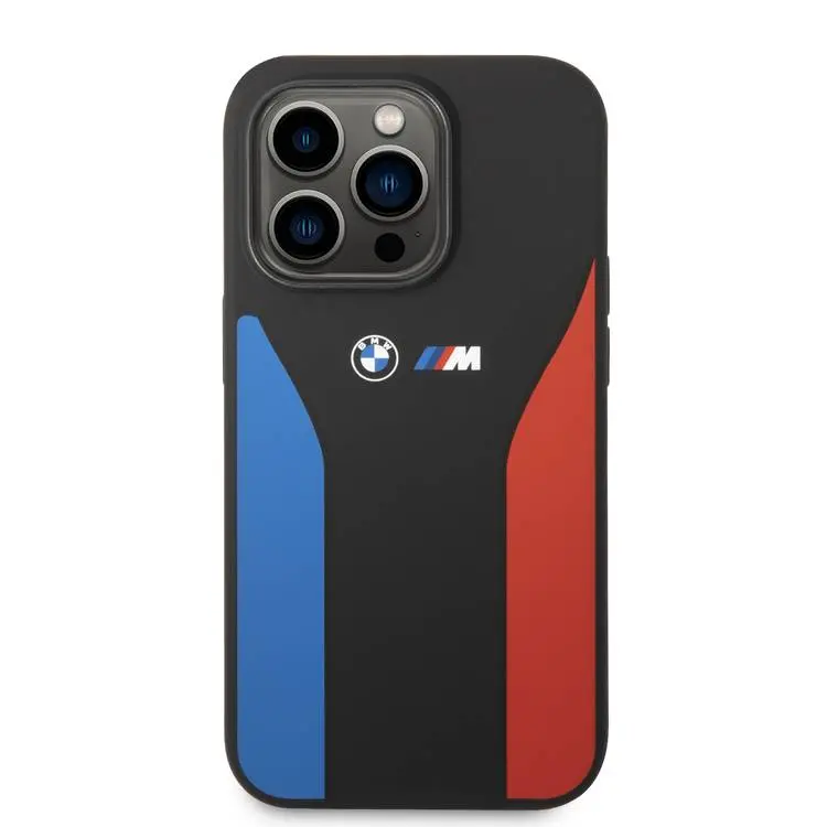 Чехол для iPhone 15 Pro Max BMW M Silicone Case With Blue & Red Strips, картинка 1