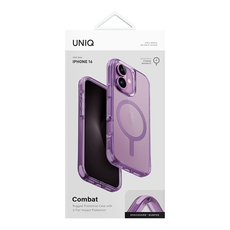 Чехол для iPhone 16 UNIQ Combat Magnets Grape Pink, картинка 4